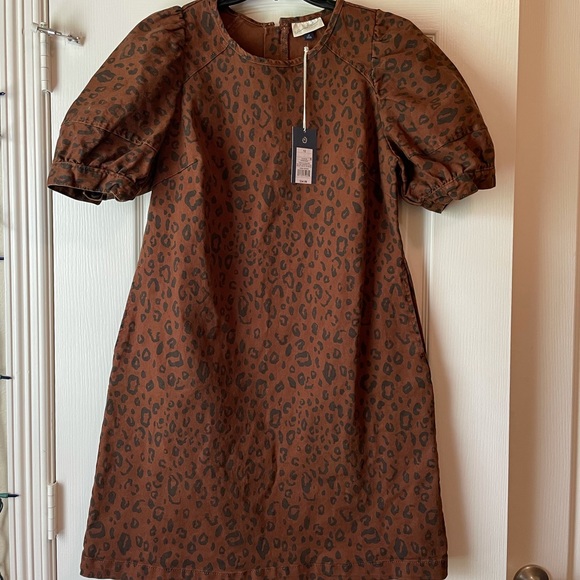 Universal Thread Cheetah Puffy Sleeve Denim Dress - Picture 1 of 8